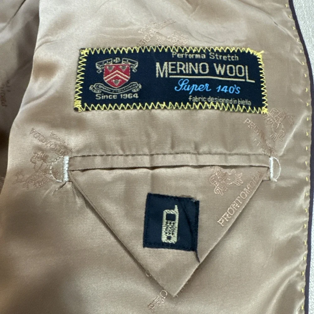 Pronto Moda Super 140's Merino Wool Sand Brown Lana Lux Blazer Sz 48L‎ Jacket